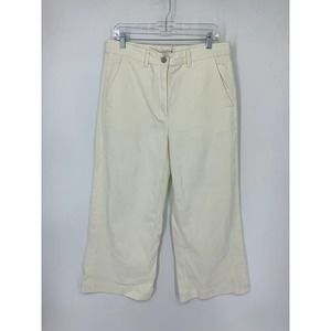 Everlane Women's Size 12 Wide Legs Crop Pants Flat Front Cream White *FLAWS